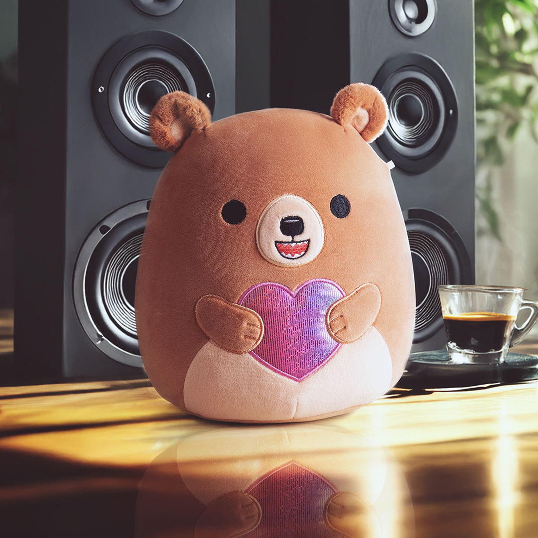 8-Inch Stokely the Brown Kodiak Bear Holding a Rainbow Heart - Image 2
