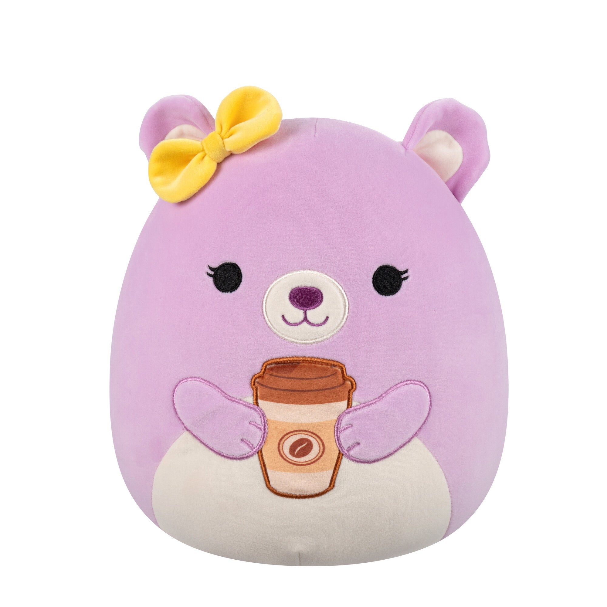 12-Inch Faine the Pink Bear with Bow Holding Coffee
