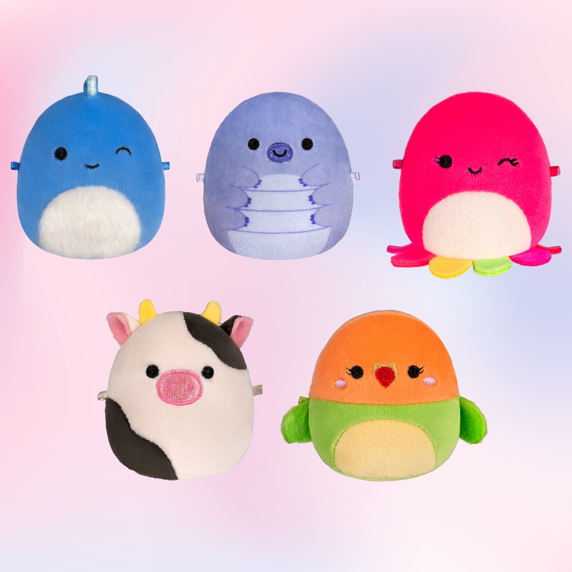 Micromallows 5-Pack - Tew Water Bear. Connor Cow. Plath Love Bird. Brody Dinosaur. Lasla Octopus - Image 3